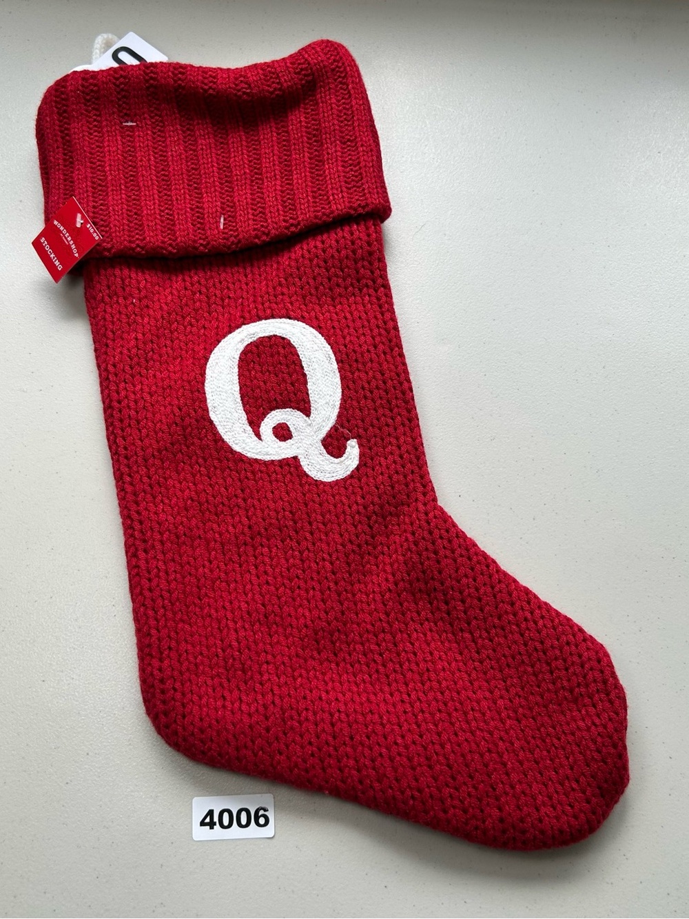Wondershop Target Christmas Stocking Red Cable Knit Letter Q Monogram